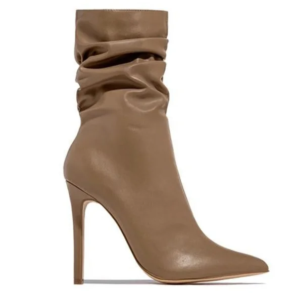 Mocha brown leather ankle booties - Picture 1 of 4